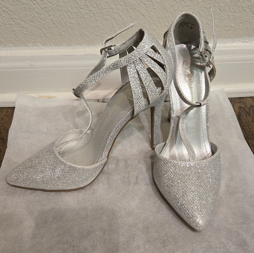 Silver Glitter Formal 4 Inch High Heels / Stilletos